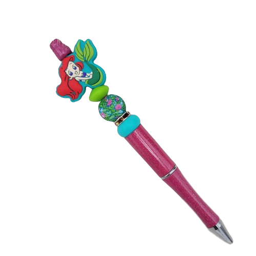 Beaded Pen, Silicone beaded pen, Ballpoint pen, Gift for her, custom  Silicone Beaded pen, little mermaid pen, little mermaid gift ideas