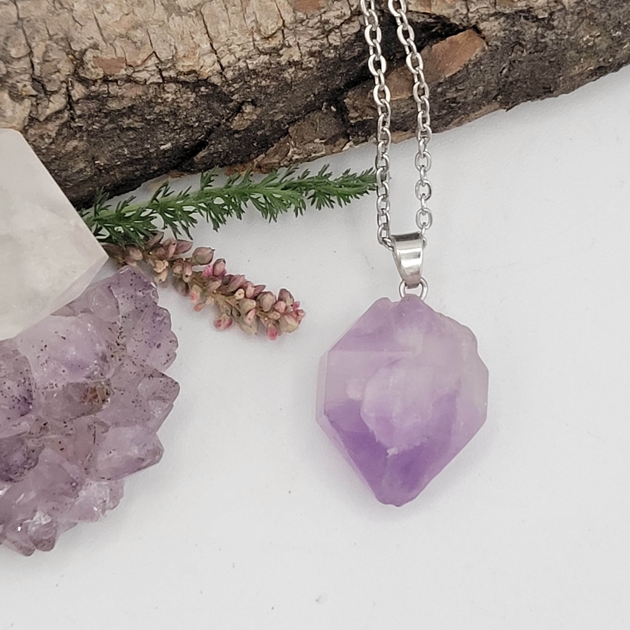 Amethyst necklace Amethyst nugget necklace raw Amethyst pendant