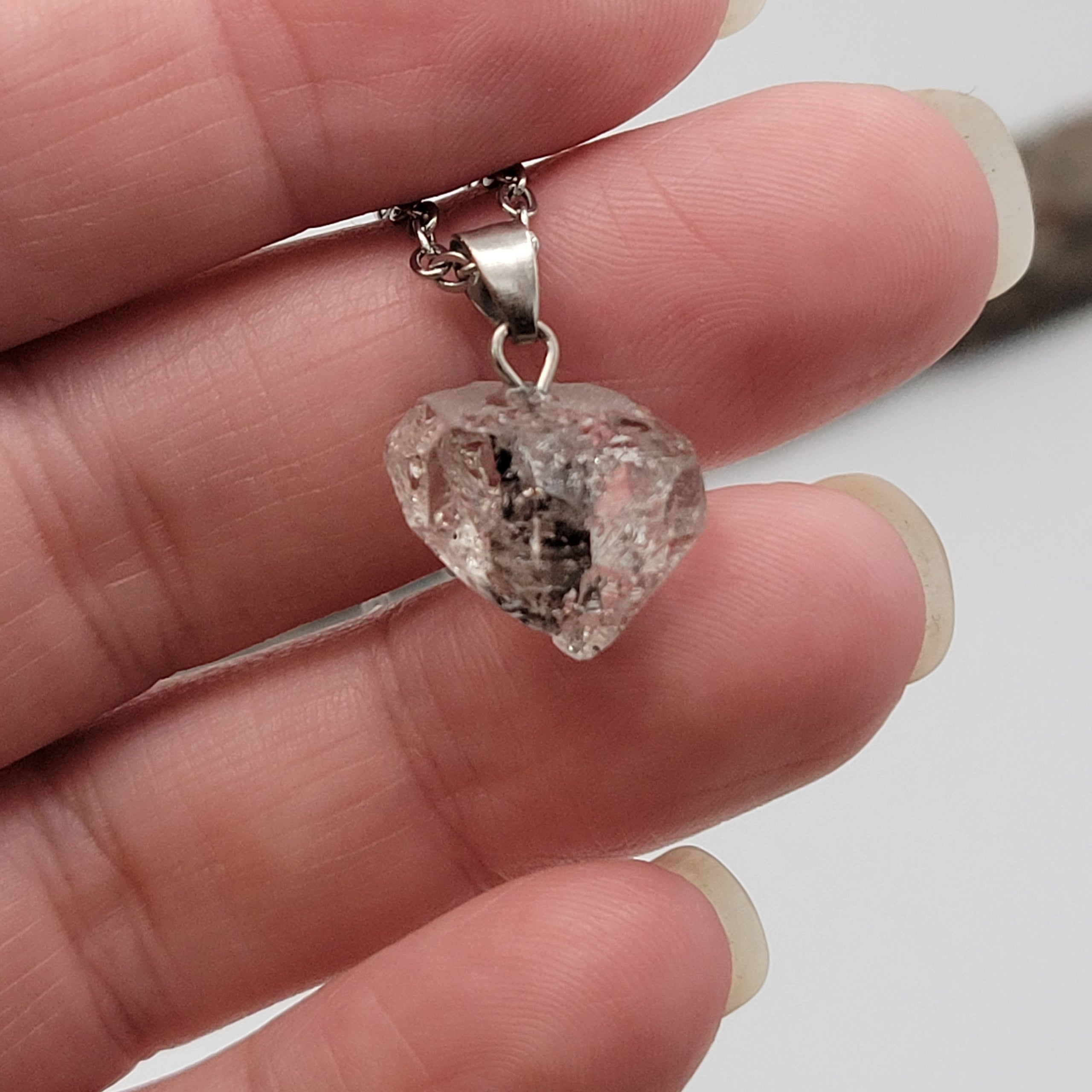 Herkimer diamond necklace double terminated quartz crystals
